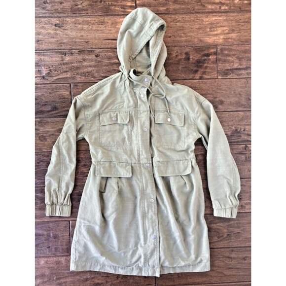 7 For All Mankind Women's Green Long Sleeve Hooded Jacket Size S Feminine Spring - Picture 1 of 8